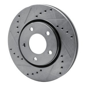 Chrysler Town & Country Brake Rotor (1) - Front Left - R1 Concepts - Drilled & Slotted - Silver - `01-`07